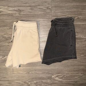 (2) Talentless Cotton Shorts Gray & Cream Womens Sz XS Drawstring Causal